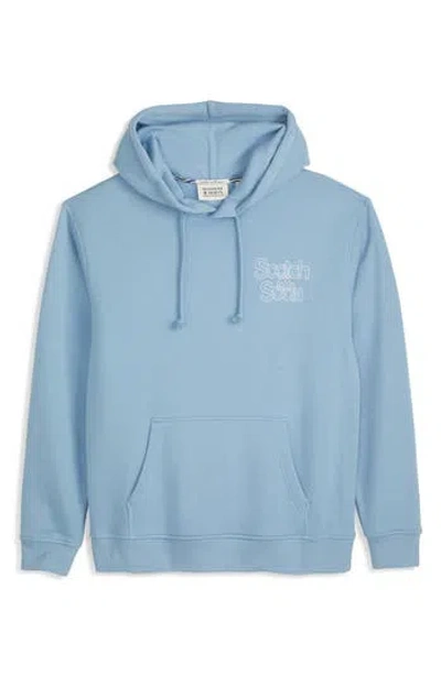 Scotch & Soda Relaxed Fit Fleece Graphic Hoodie In Blue