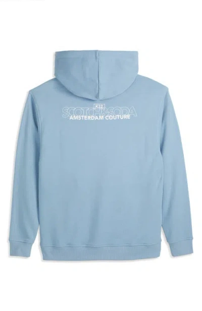 Scotch & Soda Relaxed Fit Fleece Graphic Hoodie In Blue