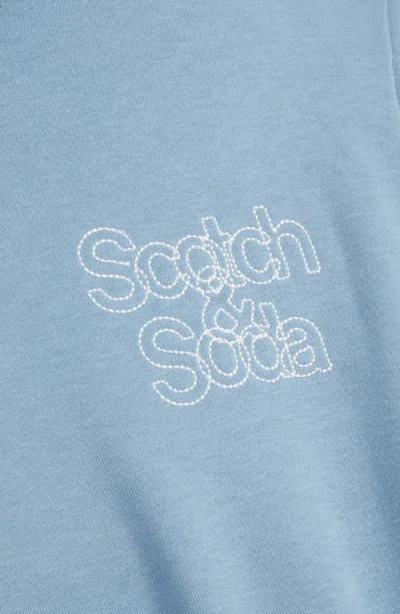 Scotch & Soda Relaxed Fit Fleece Graphic Hoodie In Blue