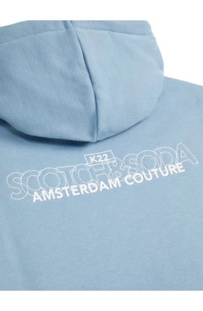 Scotch & Soda Relaxed Fit Fleece Graphic Hoodie In Blue