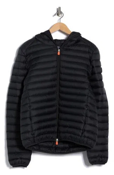 Save The Duck Luca Water Resistant Hooded Packable Puffer Jacket In Black