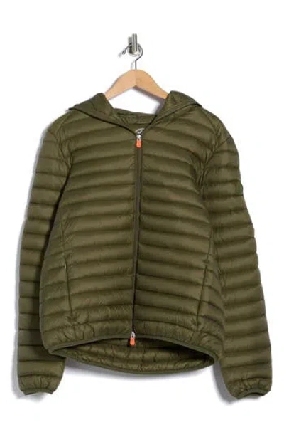 Save The Duck Luca Water Resistant Hooded Packable Puffer Jacket In Green