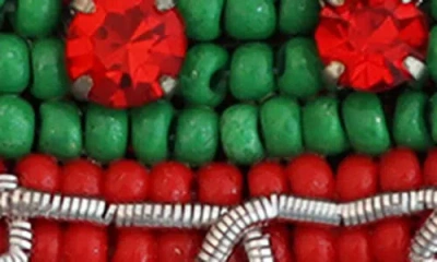 Panacea Beaded Christmas Tree Drop Earrings In Red