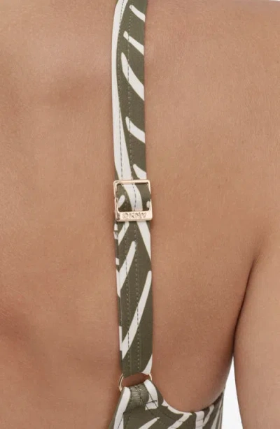 Dkny Surplice V-neck One-piece Swimsuit In Green