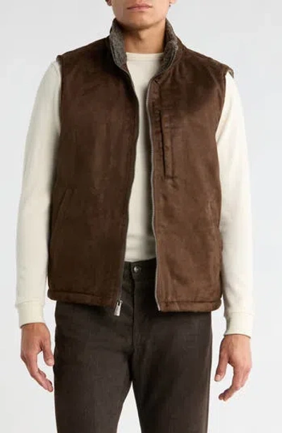 Rainforest Edgewood Fleece Lined Faux Suede Vest In Brown
