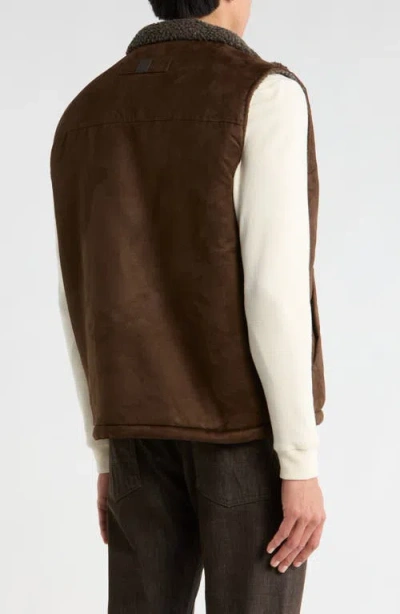 Rainforest Edgewood Fleece Lined Faux Suede Vest In Brown