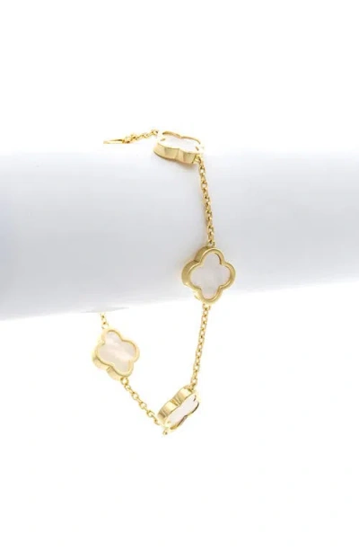 Rivka Friedman 18k Gold Plated Clover Station Bracelet In Gold