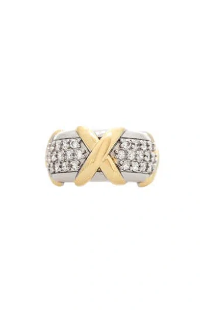 Rivka Friedman Two-tone Pavé Cubic Zirconia Band Ring In Multi