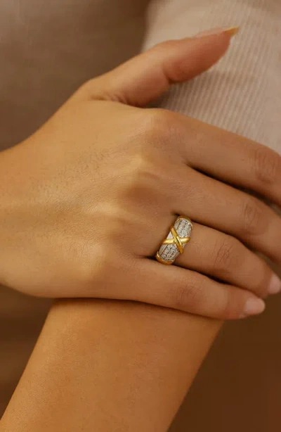 Rivka Friedman Two-tone Pavé Cubic Zirconia Band Ring In Multi