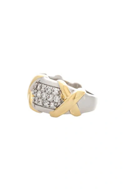 Rivka Friedman Two-tone Pavé Cubic Zirconia Band Ring In Multi