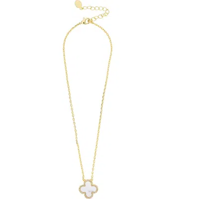 Rivka Friedman Cubic Zirconia Halo Clover Pendant Necklace In Gold