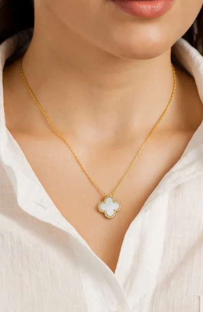 Rivka Friedman Cubic Zirconia Halo Clover Pendant Necklace In Gold