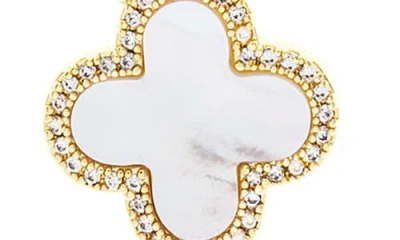 Rivka Friedman Cubic Zirconia Halo Clover Pendant Necklace In Gold