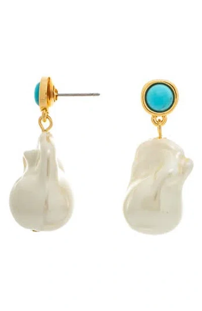 Rivka Friedman 18k Plated Pearl Earrings In White