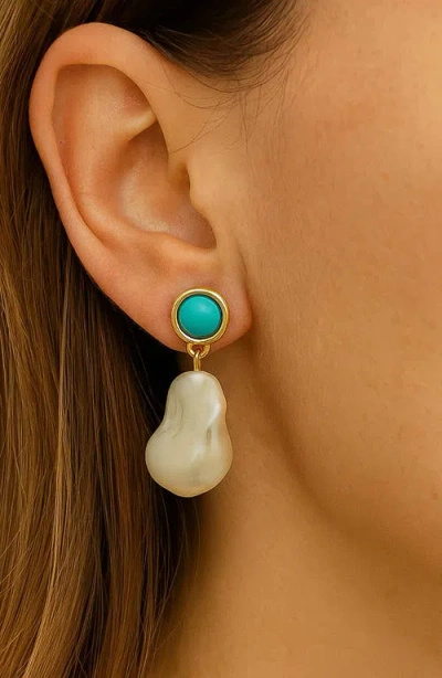 Rivka Friedman 18k Plated Pearl Earrings In White