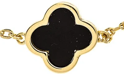 Rivka Friedman 18k Gold Plated Clover Station Bracelet In Black