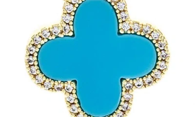 Rivka Friedman Cubic Zirconia Halo Clover Pendant Necklace In Blue