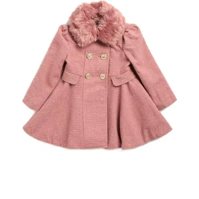 Rothschild Kids' Princess Faux Fur Collar Double Breasted Coat