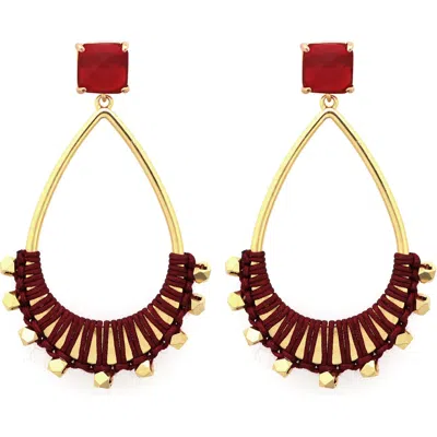 Panacea Burgundy Wrapped Teardrop Earrings In Burgundy