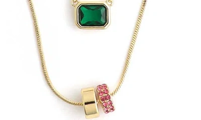 Panacea Crystal Layered Pendant Necklace In Gold