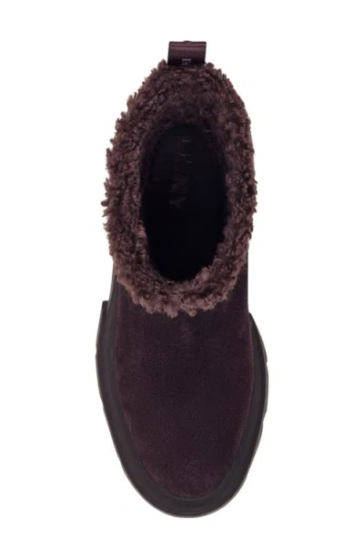 Dkny Frankie Faux Shearling Lug Sole Bootie In Brown