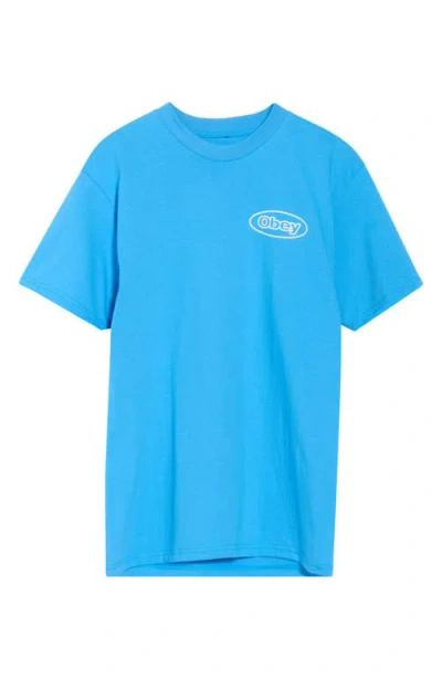 Obey Reaction Graphic T-shirt In Blue