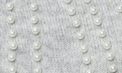 Saachi Faux Pearl Turtleneck Tunic Sweater In Gray