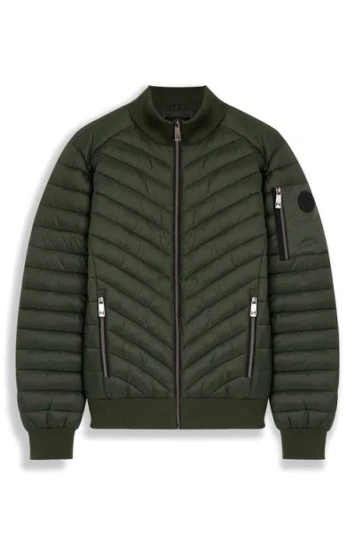 Noize Alex Chevron Quilted Puffer Jacket In Green