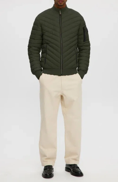 Noize Alex Chevron Quilted Puffer Jacket In Green