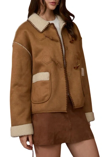 Blu Pepper Faux Shearling & Faux Suede Jacket In Brown