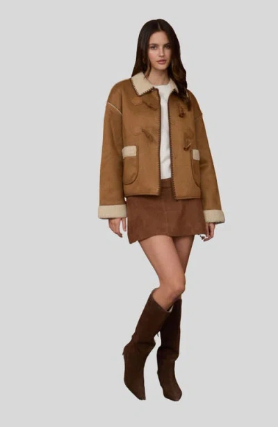 Blu Pepper Faux Shearling & Faux Suede Jacket In Brown