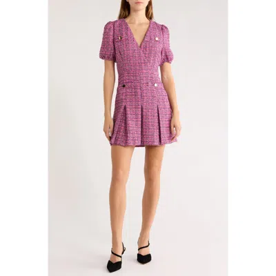 Area Stars Clover Short Sleeve Tweed Minidress In Pink