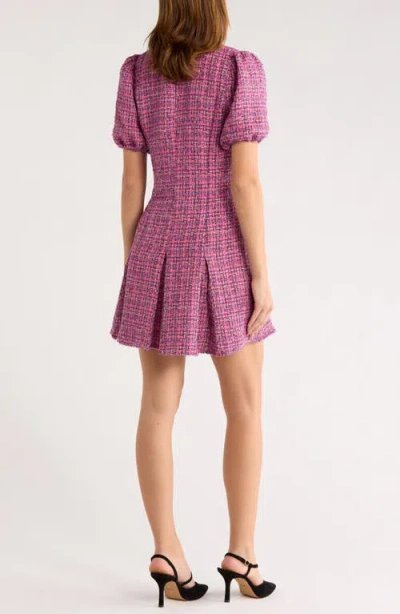 Area Stars Clover Short Sleeve Tweed Minidress In Pink