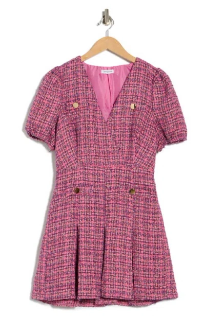 Area Stars Clover Short Sleeve Tweed Minidress In Pink