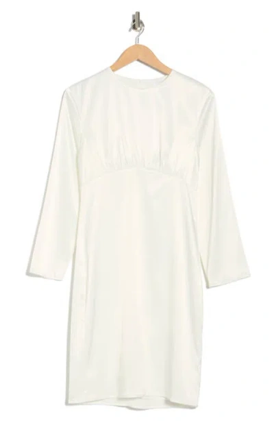 Area Stars Empire Waist Long Sleeve Satin Dress In Neutral