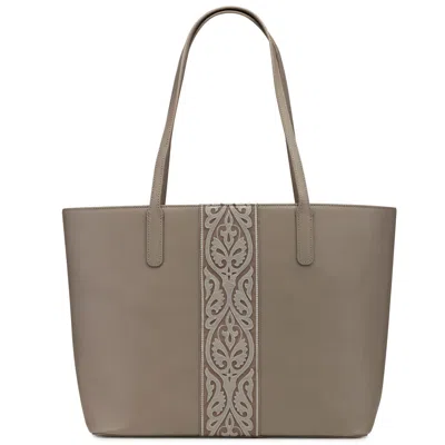 Saint Botolph Women's Neutrals The Pat Shell For The  Oyster Bag--taupe With Applique In Black