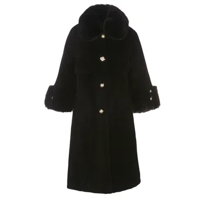 Santinni Women's Black Hayworth Wool & Faux Fur Coat In Nero In Black