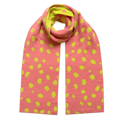 Ingmarson Women's Pink / Yellow Scattered Dots Wool & Cashmere Scarf Pink & Yellow In Orange