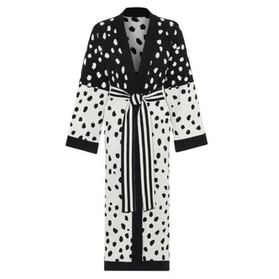 Ingmarson Women's Black / White Scattered Dots Wool & Cashmere Cardigan In Multi