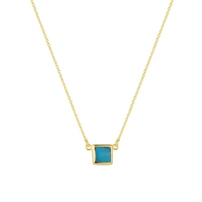 Spero London Women's Turquoise Square Sterling Silver Necklace - Gold In Gold
