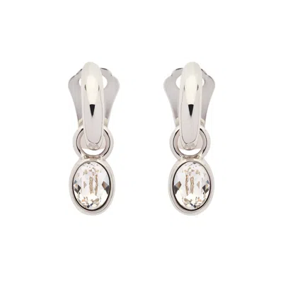 Emma Holland Jewellery Women's Silver Platinum & Crystal Charm Hoop Clip Earrings In Silver