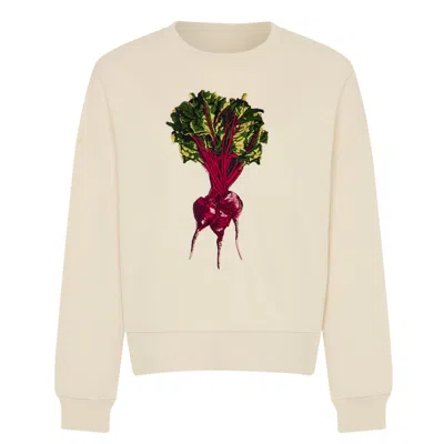 Ingmarson Women's Neutrals / Purple Beetroot Embroidered Organic Cotton Sweatshirt In Neutral