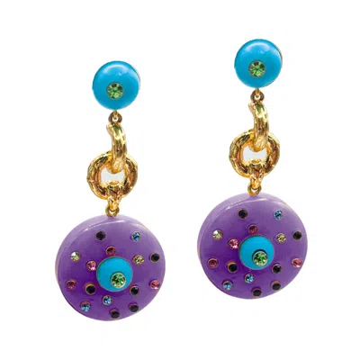 Michael Nash Jewelry Women's Blue / Purple Isabella Turquoise And Amethyst Resin Pierced Drop Earrings In Multi