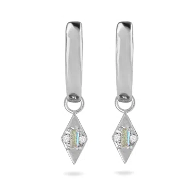 Zohreh Women's Labradorite Baguette & White Sapphire Hoop Earrings Sterling Silver In Silver