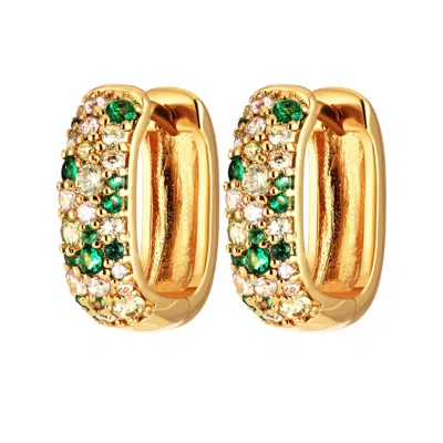 Scream Pretty Women's Gold / Green Gold Mosaic Chunky Huggie Hoop Earrings In Gold
