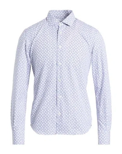 I Sarti Man Shirt White Size 17 Cotton In Blue