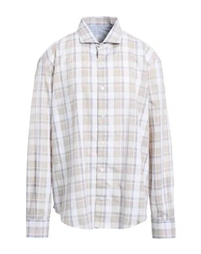 Eleventy Platinum Man Shirt Beige Size 3xl Cotton, Linen In Neutral