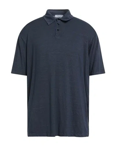 Wool & Co Man Polo Shirt Midnight Blue Size 3xl Linen, Elastane In Blue