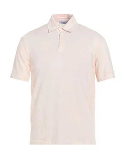 Wool & Co Man Polo Shirt Light Pink Size Xxl Linen, Elastane In Metallic