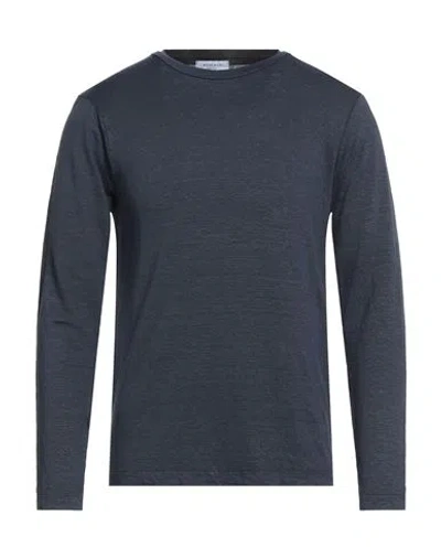 Wool & Co Man T-shirt Navy Size Xl Linen, Elastane In Blue